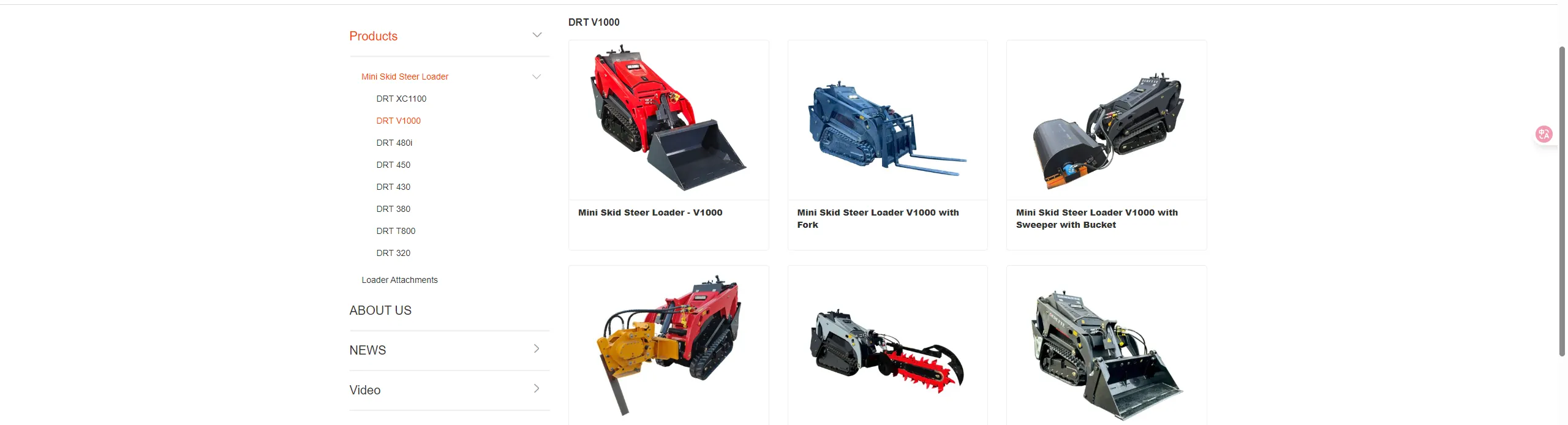 Derette Mini Skid Steer Loader - V1000