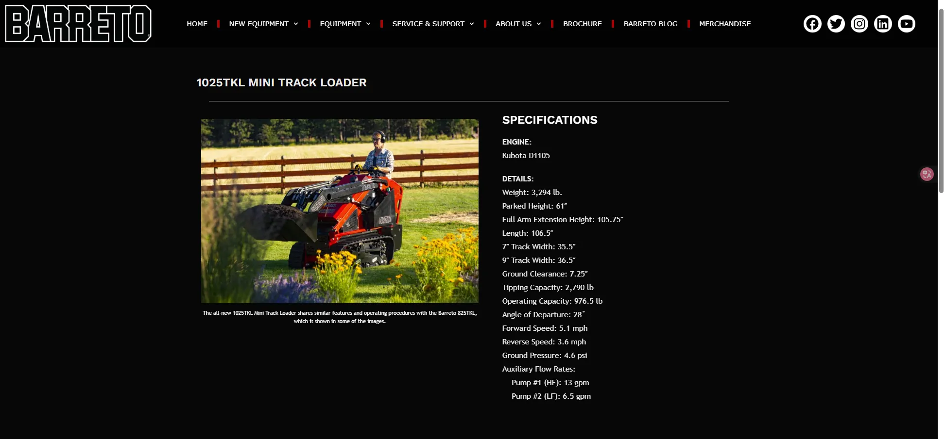 Barretomfg 1025TKL MINI TRACK LOADER