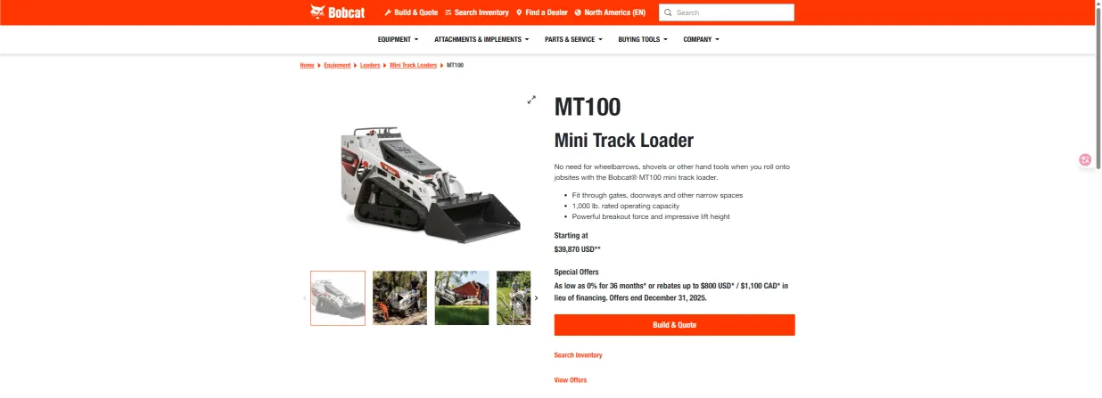 Bobcat MT100 Mini Track Loader