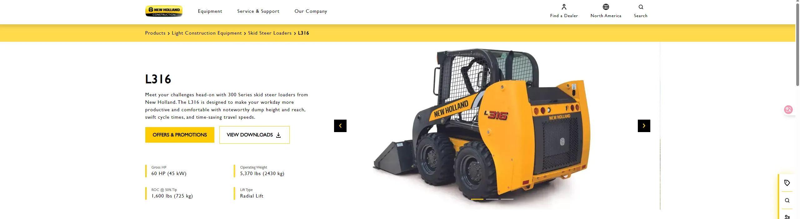 New Holland Skid Steer Loader L316