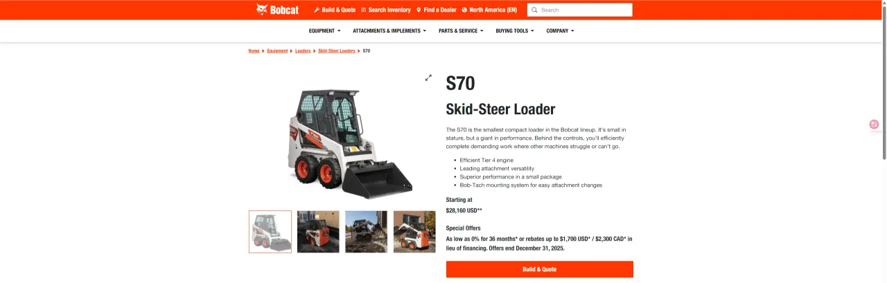 S70 Skid-Steer Loader -Bobcat
